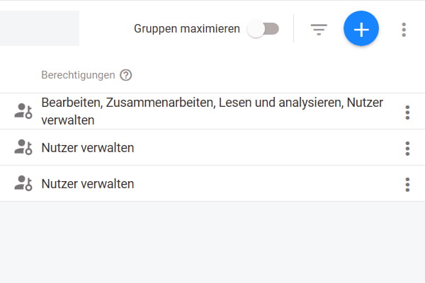 Bild Screenshot Google Analytics Kontoberechtigung