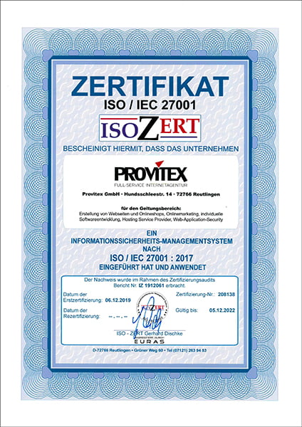 Bild: din27001 Zertifikat Bild: din27001 Zertifikat